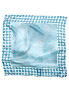 60s Blue & White Checker Print Scarf