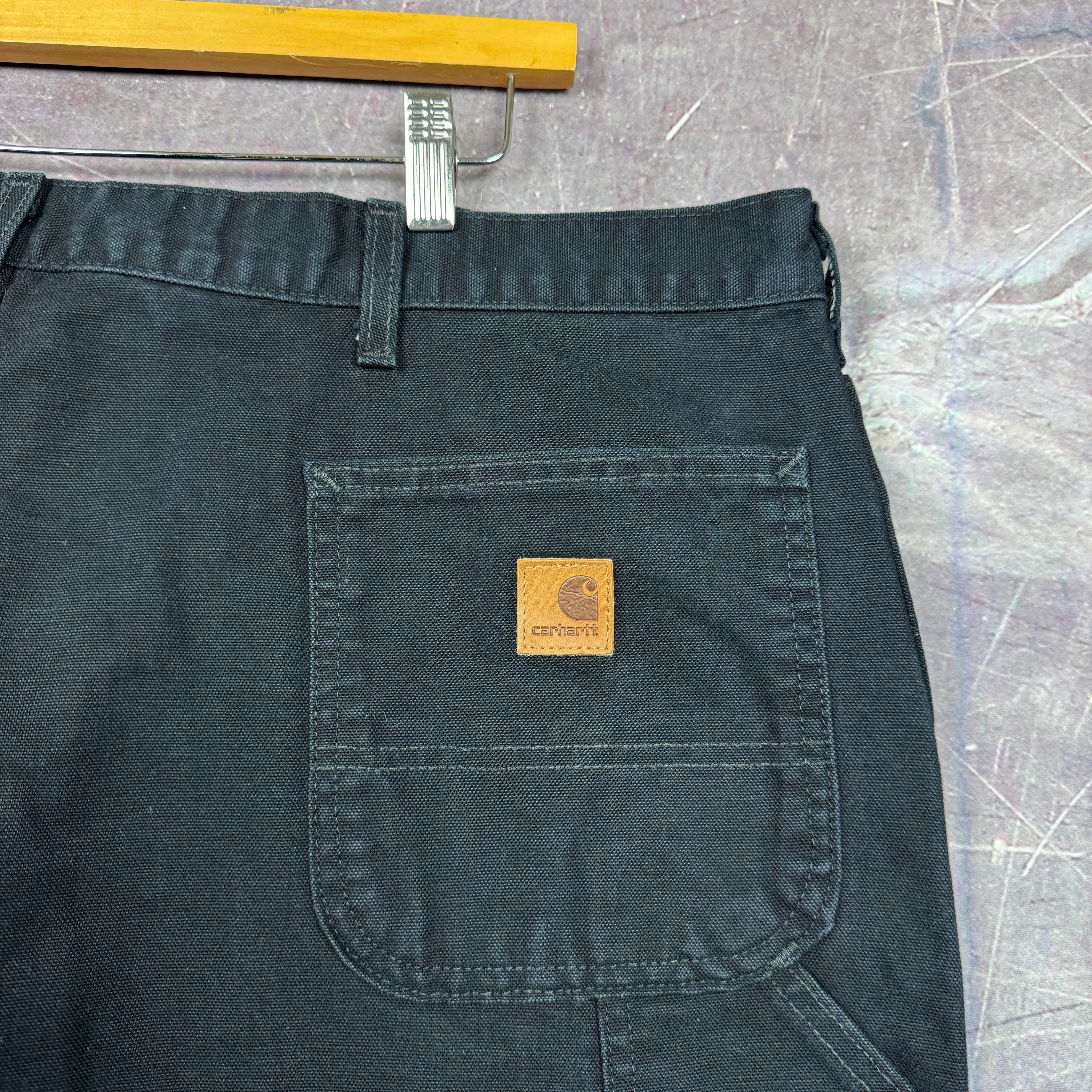 90s Black Carhartt Carpenter Work Pants 43x33 2165