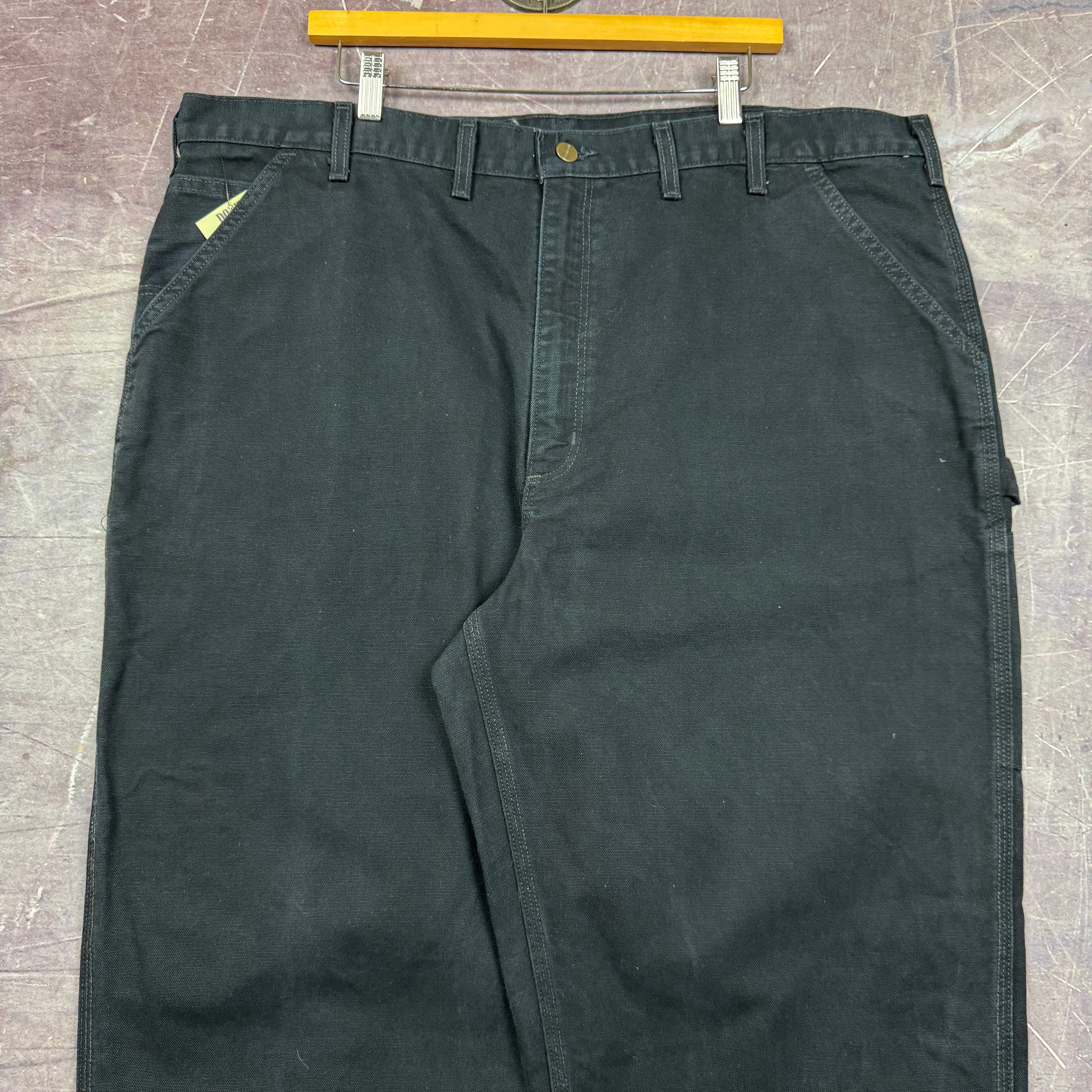 90s Black Carhartt Carpenter Work Pants 43x33 2165