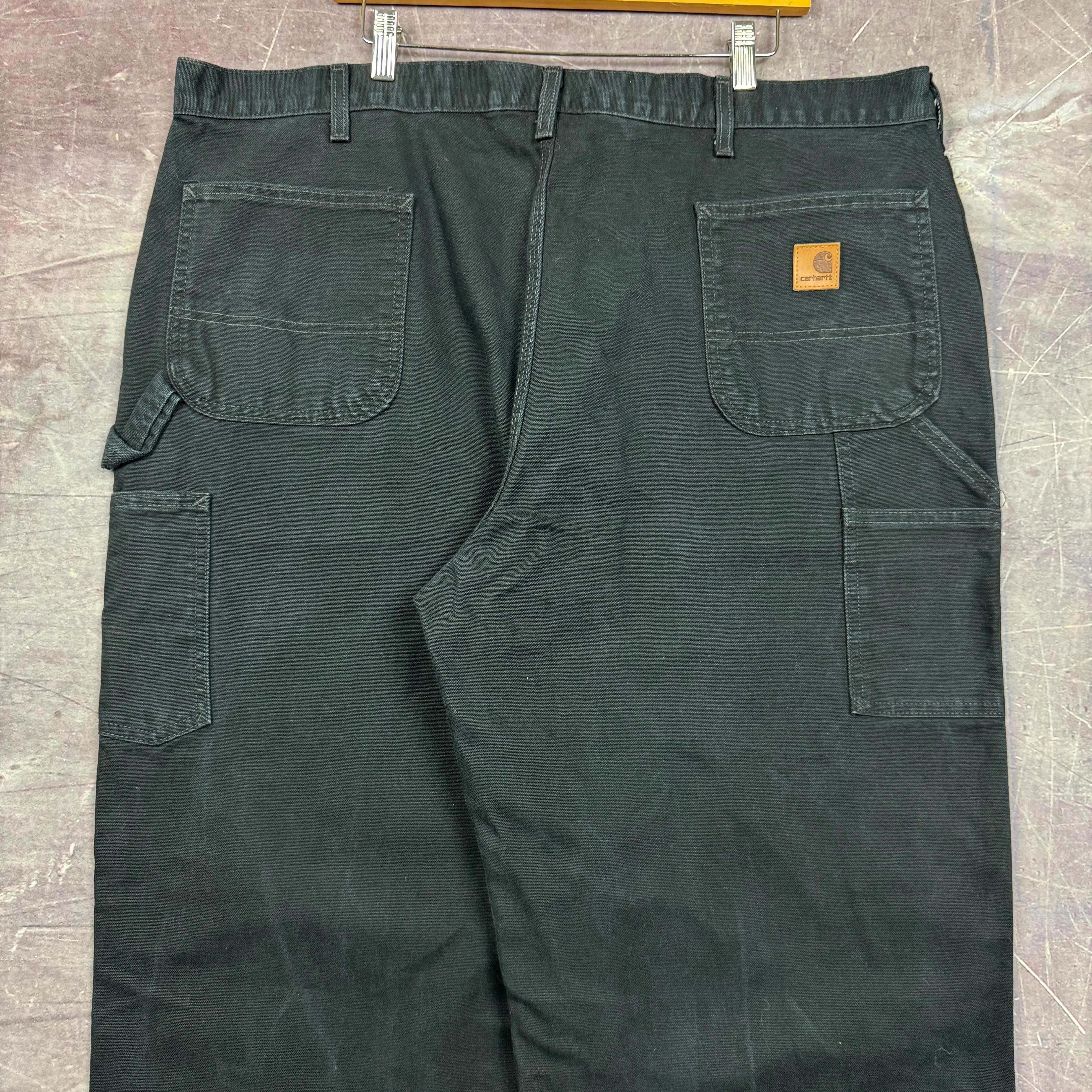 90s Black Carhartt Carpenter Work Pants 43x33 2165
