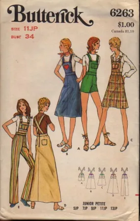 Butterick 6263 Junior Petite Pants, Skirt and Shorts Vintage 1960's