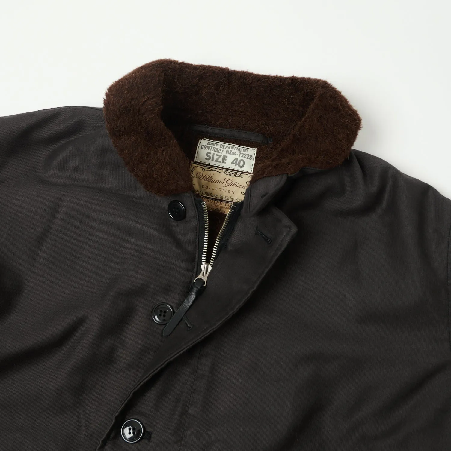 Black Demotex N-1 Deck Jacket by Buzz Ricksons x William Gibson - Premium Quality