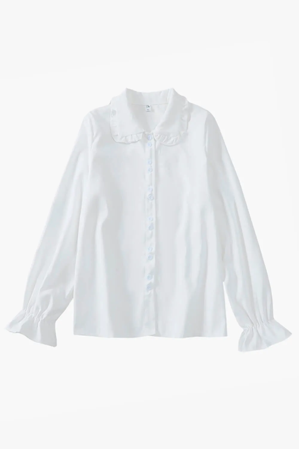 Dark Academia Shirt Fungus Collar Drawstring Puff Sleeve