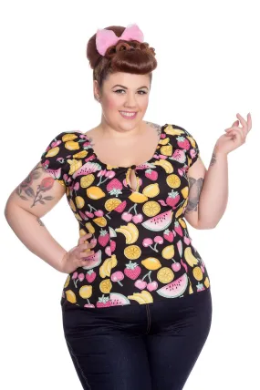 Hell Bunny Retro Fashion Fruit Print Short Sleeve Blouse
