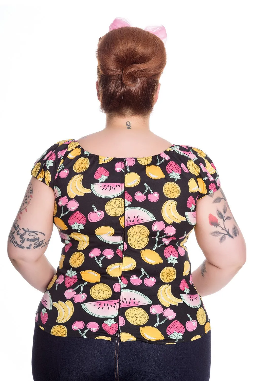 Hell Bunny Retro Fashion Fruit Print Short Sleeve Blouse