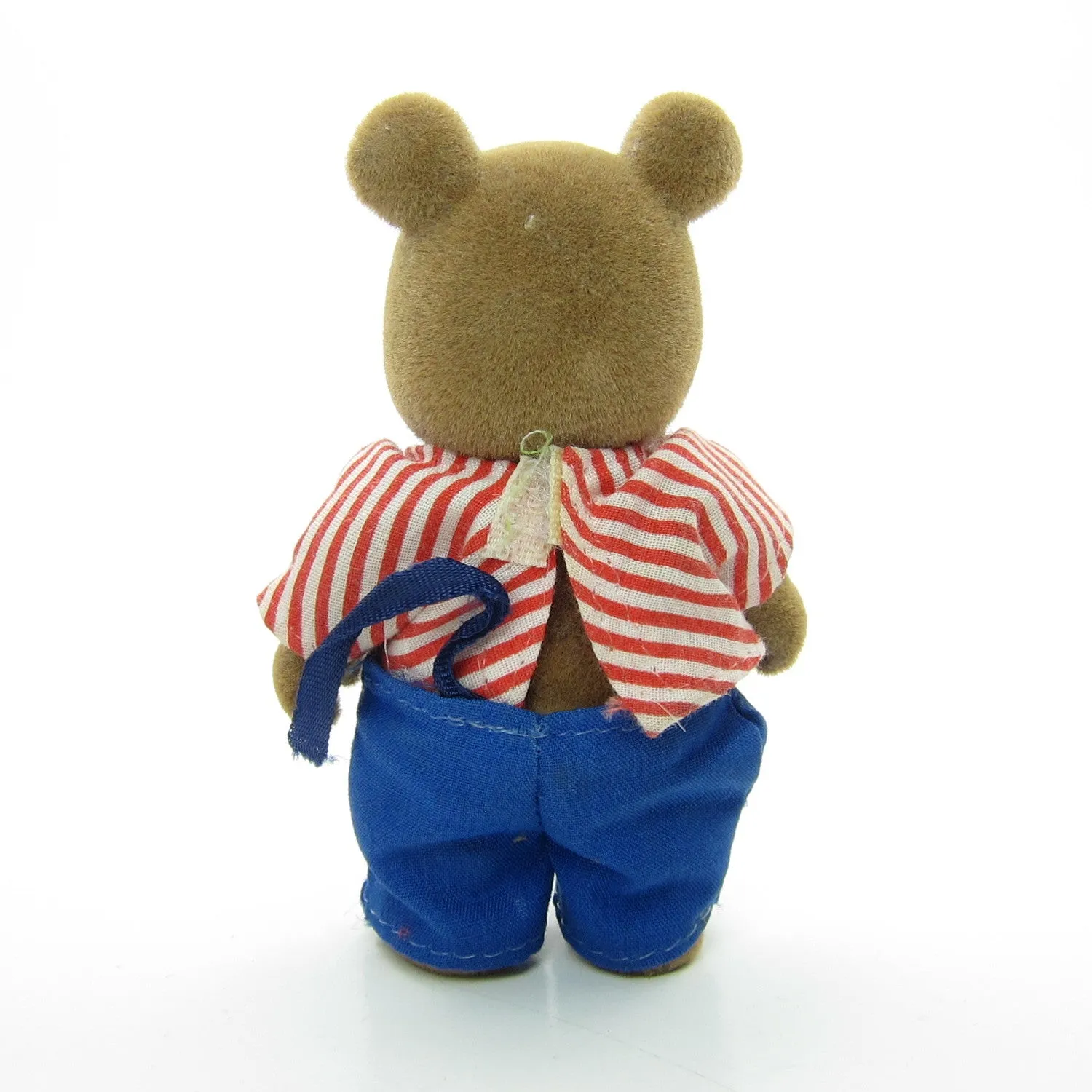 Maple Town Bobby Bear Flocked Animal Figure with Red & White Shirt, Blue Pants