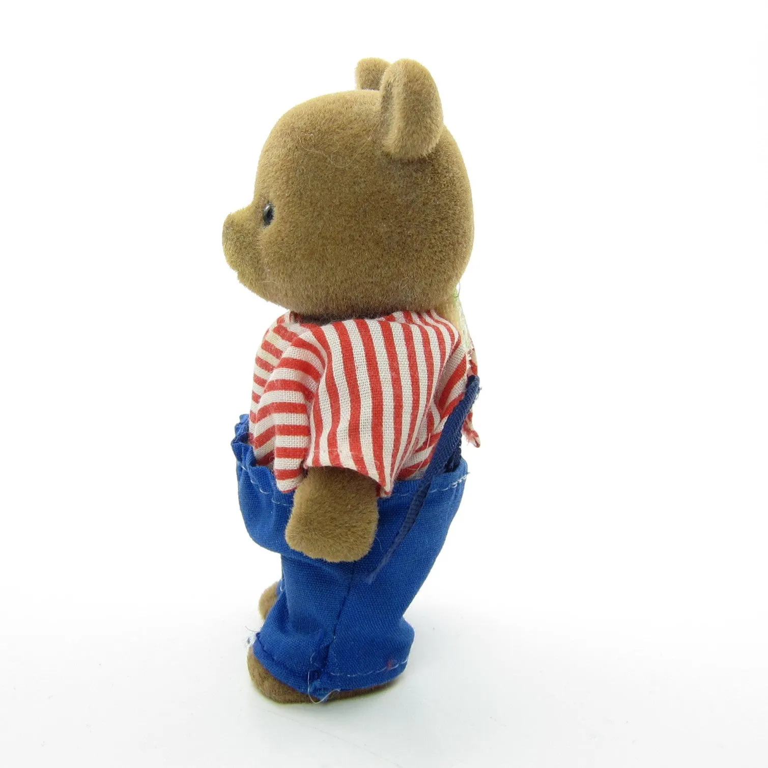 Maple Town Bobby Bear Flocked Animal Figure with Red & White Shirt, Blue Pants