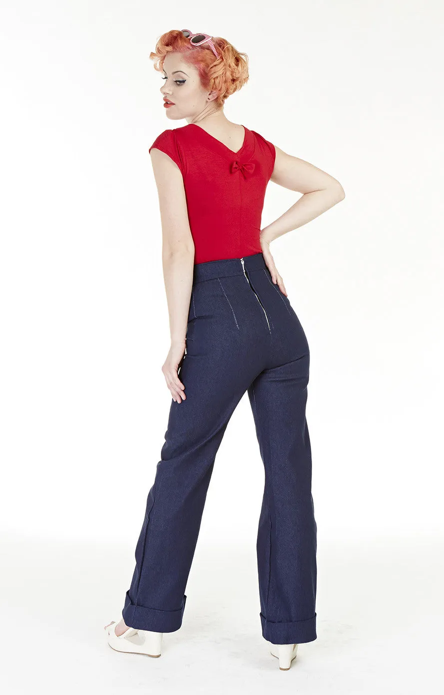 Navy Denim Swing Pants