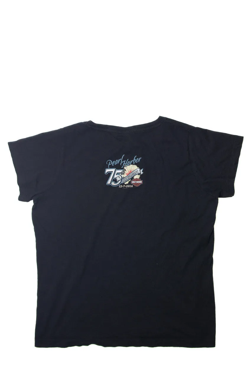 "Honolulu 75th Pearl Harbor Anniversary" Harley Davidson T-Shirt (2010s)