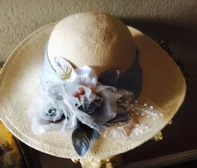 Summer Floral Hat - Sky
