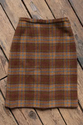 Vintage 1960s Pendleton Brown Plaid Wool Skirt