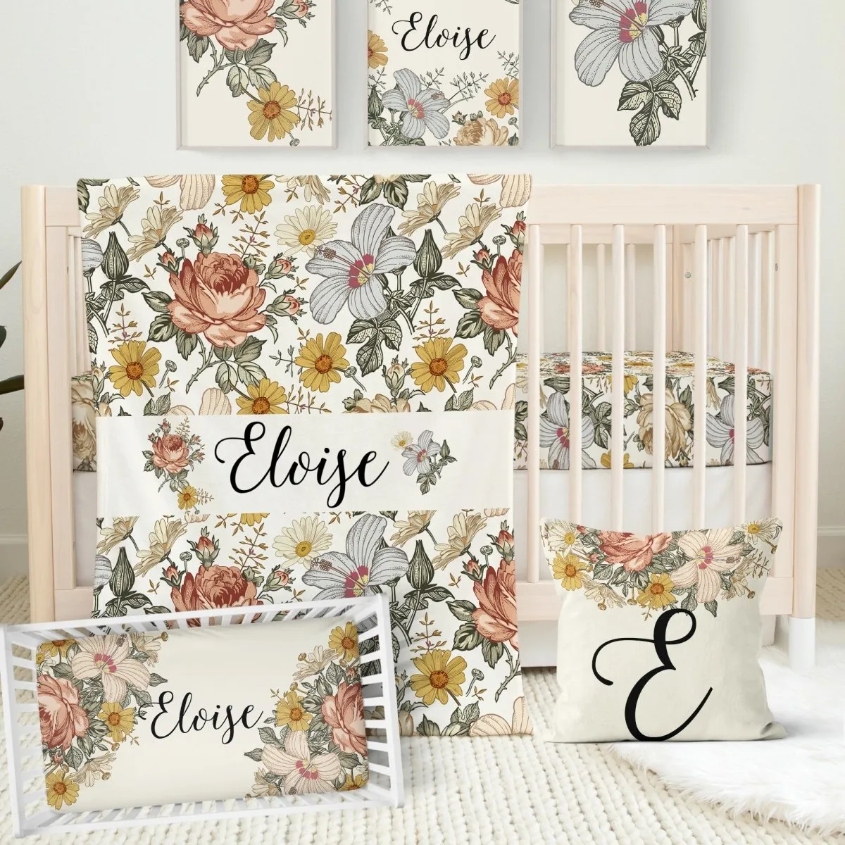 Vintage Earthy Floral: Create Your Own Crib Bedding Set
