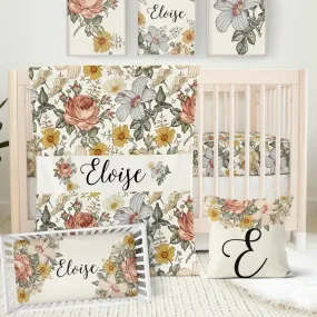 Vintage Earthy Floral: Create Your Own Crib Bedding Set