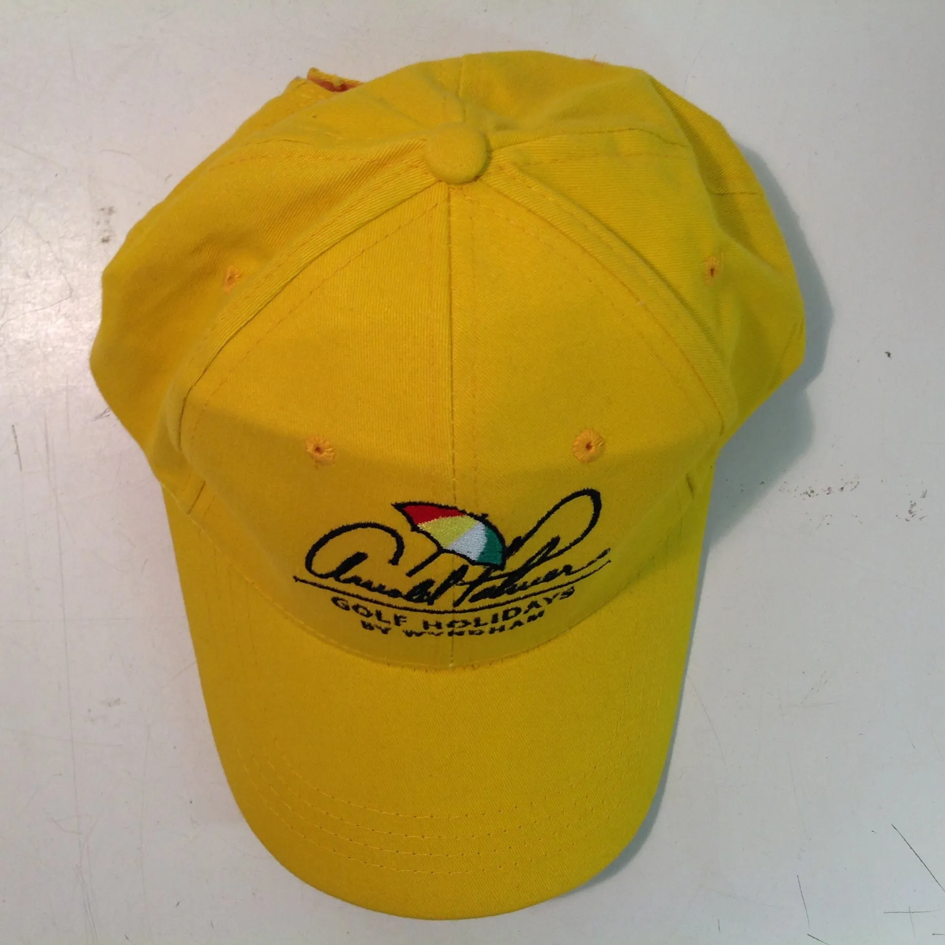 Vintage Souvenir Arnold Palmer Golf Holidays by Wyndham Foursome Golf Tournament Greensboro North Carolina Yellow Baseball Cap