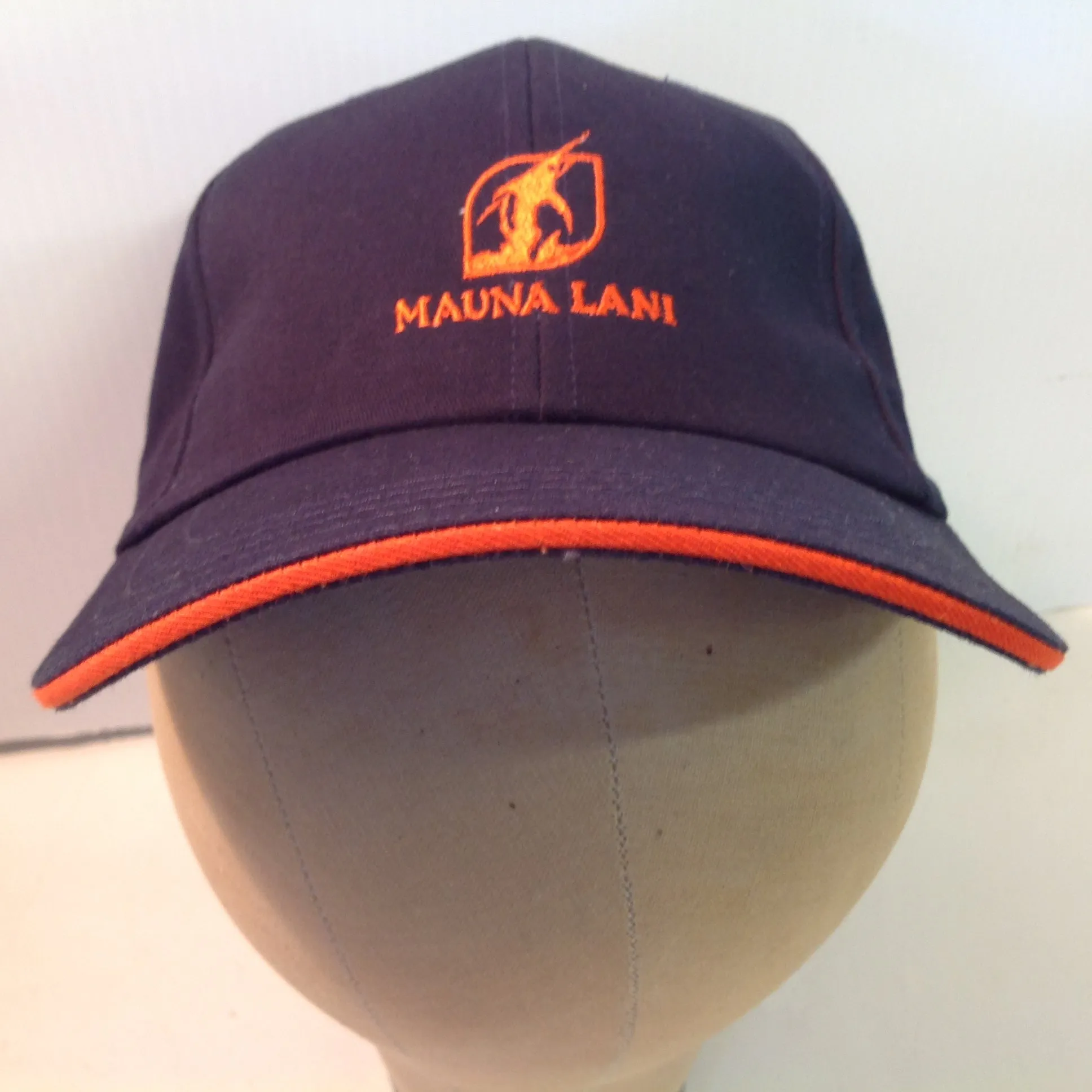 Vintage Texace Pro 98 Black with Orange Piping Mauna Lani Golf Course Hawaii Souvenir Floral Baseball Cap