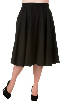 Women's Plus size Vintage Inspired Black Full circle skirt with pockets