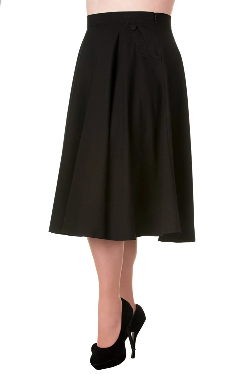 Women's Plus size Vintage Inspired Black Full circle skirt with pockets