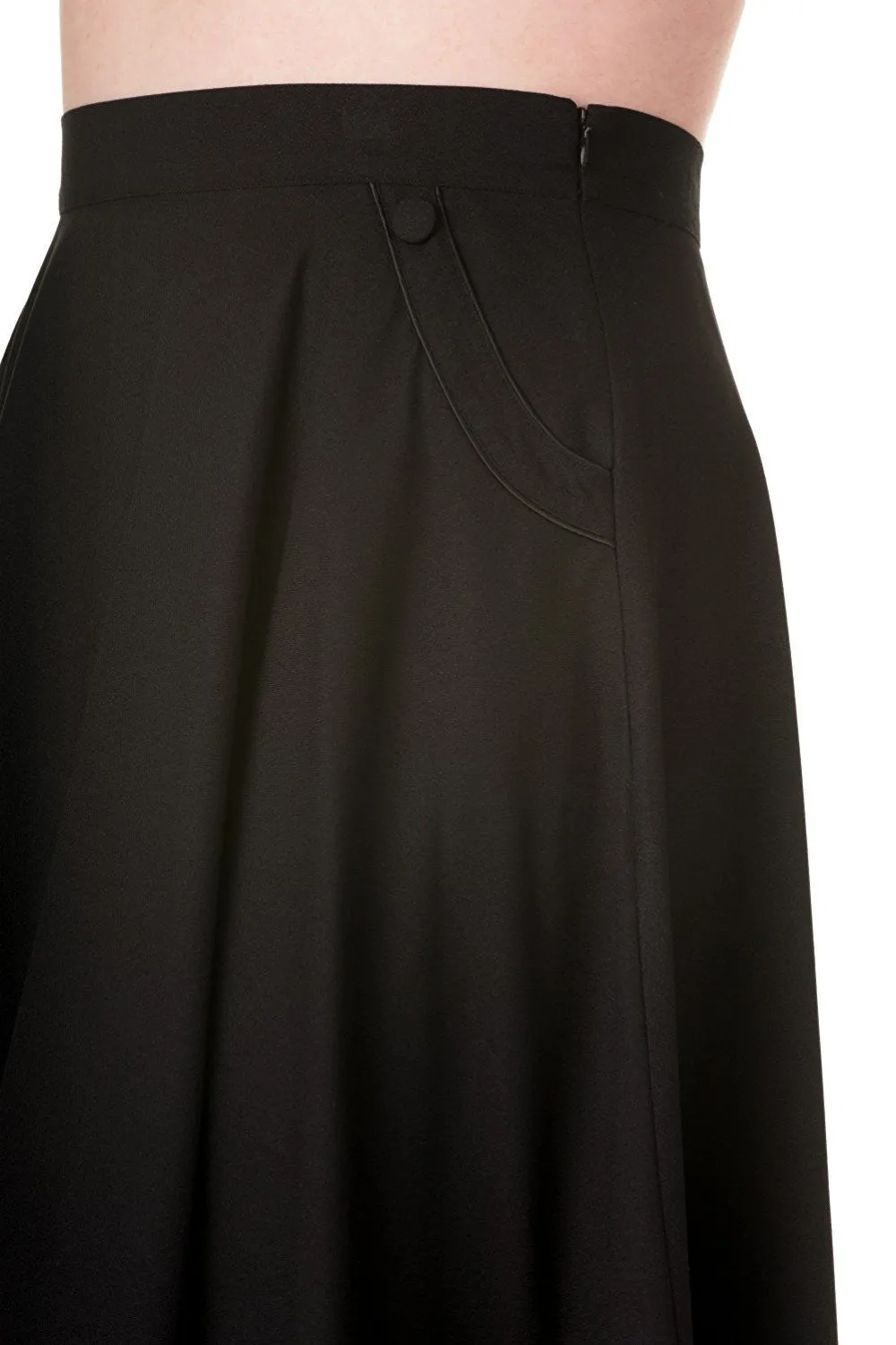Women's Plus size Vintage Inspired Black Full circle skirt with pockets